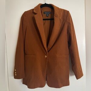 Rachel Zoe burnt orange Velvet-like blazer size S